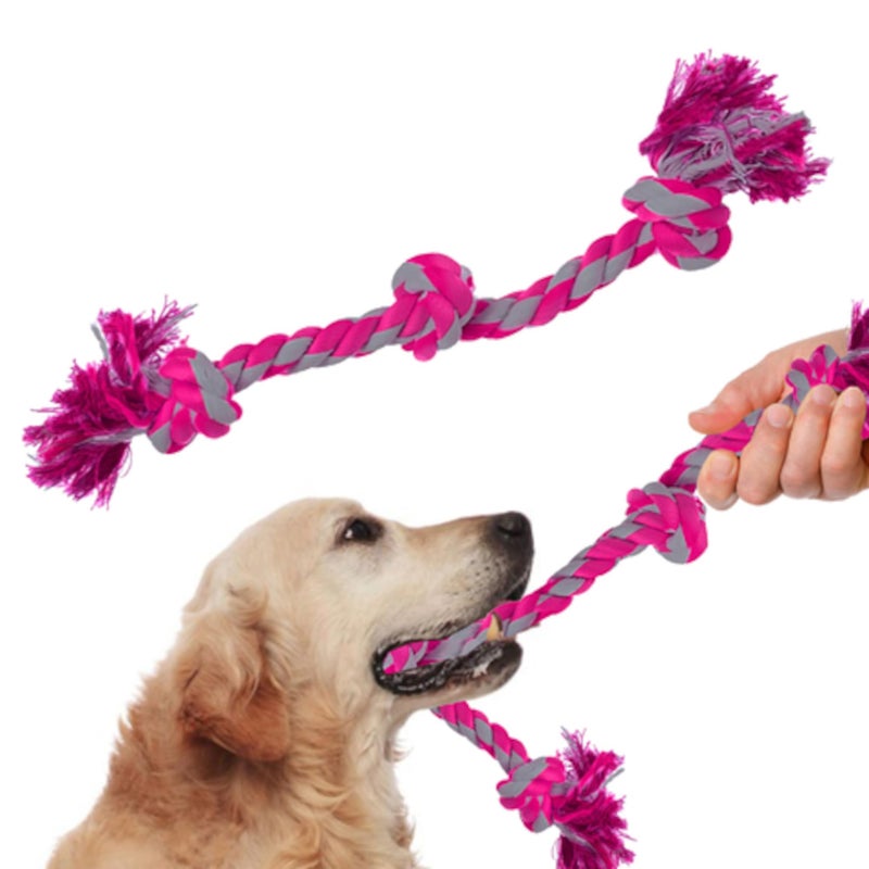 SunGrow Pink Dog Rope Toys, Twisted Triple Knotted Rope Bone, 2 Pack for Aggressive Chewers, Large Dogs Extra Strong, Heavy-Duty Dog Pull, Tug of War Ropes - Image 2